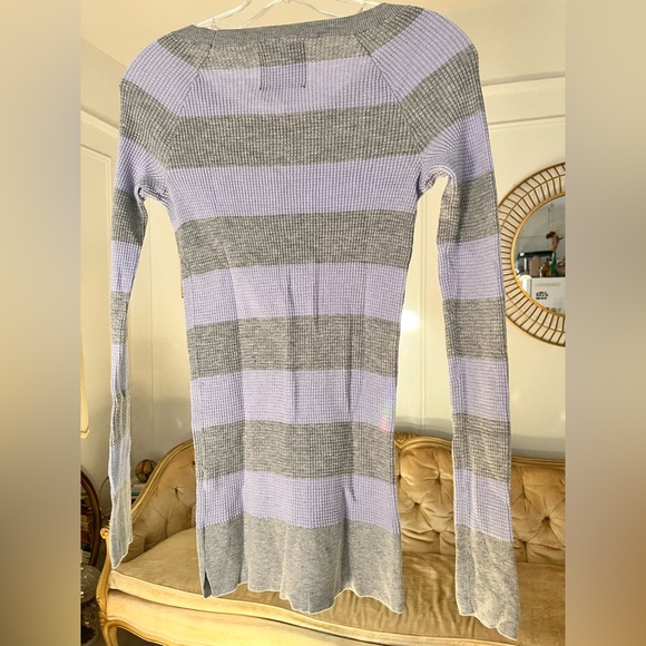 American Eagle Outfitters Y2K early 2000s Knit Long Sleeve Striped Top size M - Picture 5 of 9